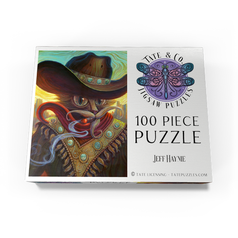 Turquoise Kid Cowboy Cat - Jeff Haynie 100 Jigsaw Puzzle box view3