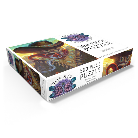 Turquoise Kid Cowboy Cat - Jeff Haynie 500 Jigsaw Puzzle box view1