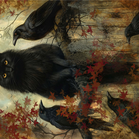 Friends Ravens And Cats - Jeff Haynie 1000 Jigsaw Puzzle 3D Modell