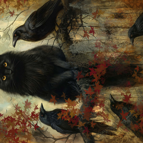 Friends Ravens And Cats - Jeff Haynie 500 Jigsaw Puzzle 3D Modell