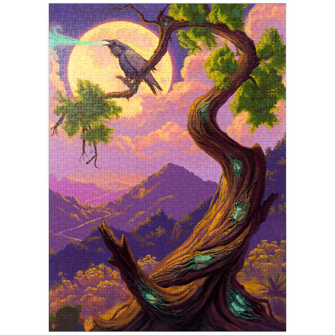 puzzleplate Answer The Call Mystical Raven Tree - Jeff Haynie 1000 Jigsaw Puzzle