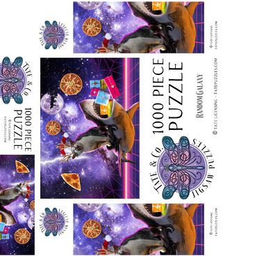 Christmas Cat Riding Shark in Space - Random Galaxy 1000 Jigsaw Puzzle box 3D Modell