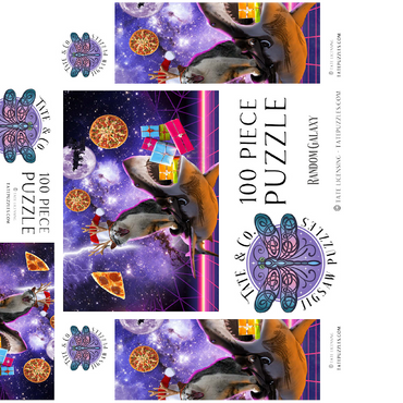 Christmas Cat Riding Shark in Space - Random Galaxy 100 Jigsaw Puzzle box 3D Modell