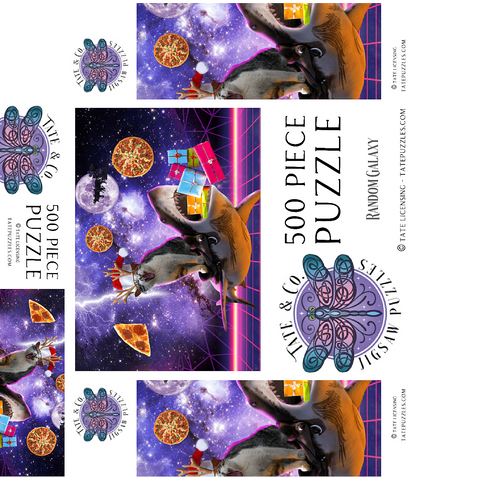 Christmas Cat Riding Shark in Space - Random Galaxy 500 Jigsaw Puzzle box 3D Modell