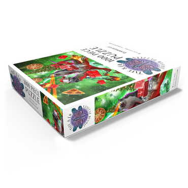 Christmas Present Cat Riding Dinosaur - Random Galaxy 1000 Jigsaw Puzzle box view1