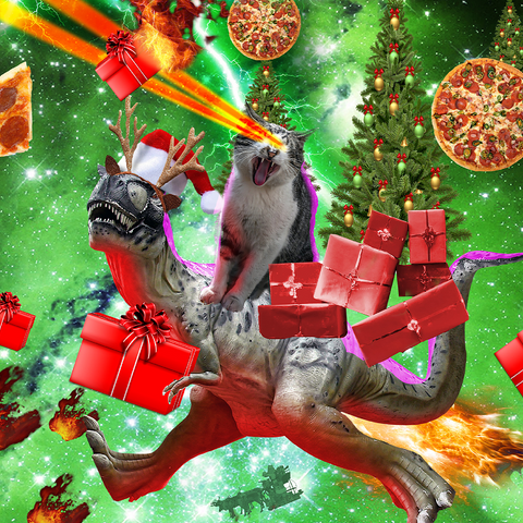 Christmas Present Cat Riding Dinosaur - Random Galaxy 1000 Jigsaw Puzzle 3D Modell