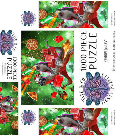 Christmas Present Cat Riding Dinosaur - Random Galaxy 1000 Jigsaw Puzzle box 3D Modell