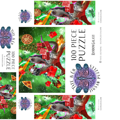 Christmas Present Cat Riding Dinosaur - Random Galaxy 100 Jigsaw Puzzle box 3D Modell