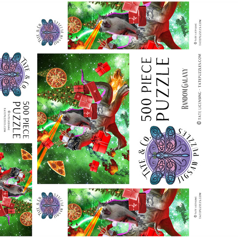 Christmas Present Cat Riding Dinosaur - Random Galaxy 500 Jigsaw Puzzle box 3D Modell