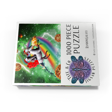 Christmas Unicorn Cat Adventuring in Space - Random Galaxy 1000 Jigsaw Puzzle box view3