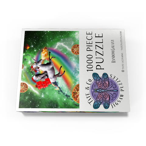 Christmas Unicorn Cat Adventuring in Space - Random Galaxy 1000 Jigsaw Puzzle box view3