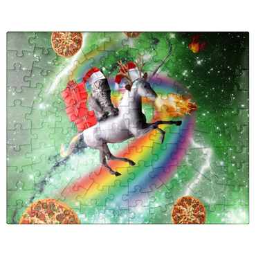 puzzleplate Christmas Unicorn Cat Adventuring in Space - Random Galaxy 100 Jigsaw Puzzle