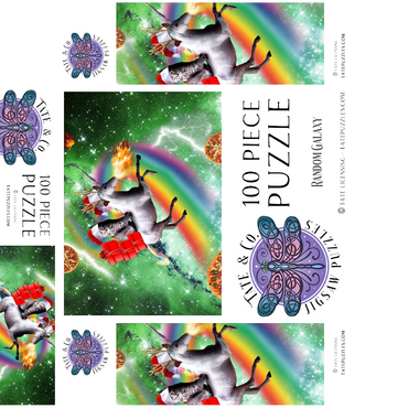 Christmas Unicorn Cat Adventuring in Space - Random Galaxy 100 Jigsaw Puzzle box 3D Modell