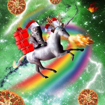 Christmas Unicorn Cat Adventuring in Space - Random Galaxy 500 Jigsaw Puzzle 3D Modell