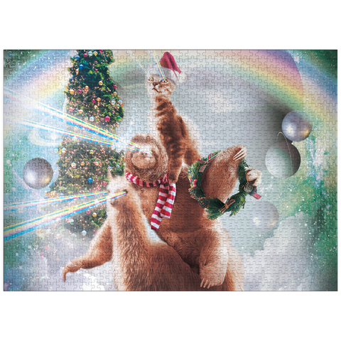 puzzleplate Sloth Cat and Llama Christmas Companions - Random Galaxy 1000 Jigsaw Puzzle
