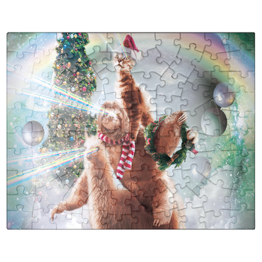 puzzleplate Sloth Cat and Llama Christmas Companions - Random Galaxy 100 Jigsaw Puzzle