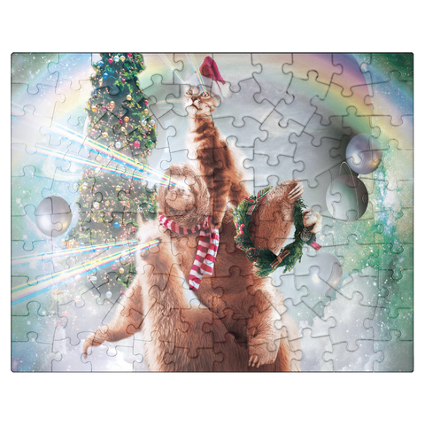 puzzleplate Sloth Cat and Llama Christmas Companions - Random Galaxy 100 Jigsaw Puzzle