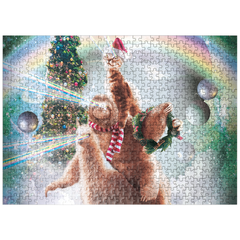 puzzleplate Sloth Cat and Llama Christmas Companions - Random Galaxy 500 Jigsaw Puzzle