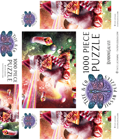 Pizza Laser Cat Celebrating Christmas - Random Galaxy 1000 Jigsaw Puzzle box 3D Modell