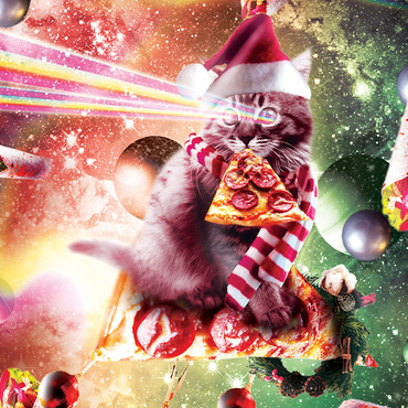 Pizza Laser Cat Celebrating Christmas - Random Galaxy 500 Jigsaw Puzzle 3D Modell