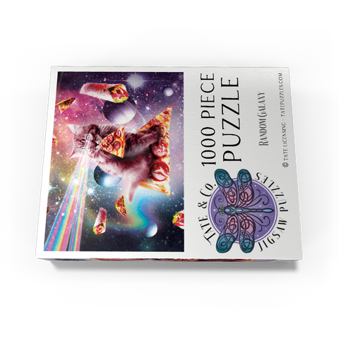 Rainbow Space Cat Firing Pizza Lasers - Random Galaxy 1000 Jigsaw Puzzle box view3