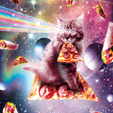 Rainbow Space Cat Firing Pizza Lasers - Random Galaxy 100 Jigsaw Puzzle 3D Modell