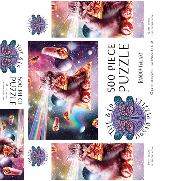 Rainbow Space Cat Firing Pizza Lasers - Random Galaxy 500 Jigsaw Puzzle box 3D Modell