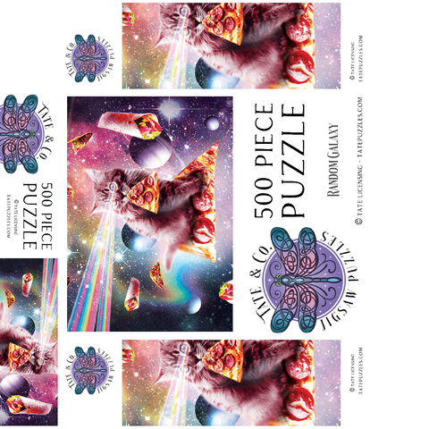 Rainbow Space Cat Firing Pizza Lasers - Random Galaxy 500 Jigsaw Puzzle box 3D Modell