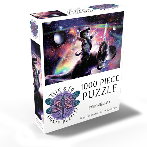 Cowboy Cat with Dinosaur in Galaxy - Random Galaxy 1000 Jigsaw Puzzle box view2