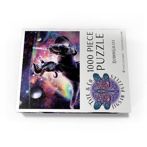 Cowboy Cat with Dinosaur in Galaxy - Random Galaxy 1000 Jigsaw Puzzle box view3