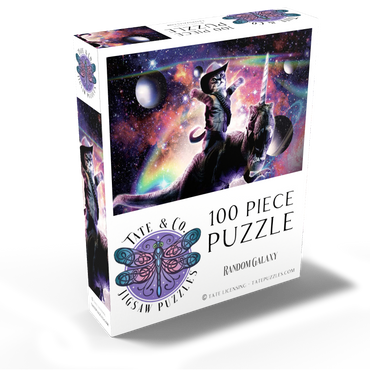 Cowboy Cat with Dinosaur in Galaxy - Random Galaxy 100 Jigsaw Puzzle box view2