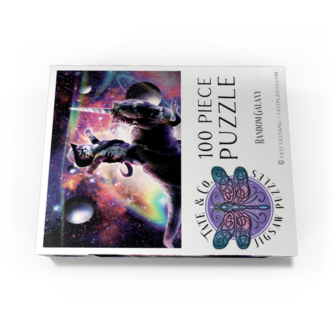 Cowboy Cat with Dinosaur in Galaxy - Random Galaxy 100 Jigsaw Puzzle box view3