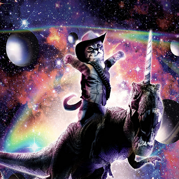 Cowboy Cat with Dinosaur in Galaxy - Random Galaxy 100 Jigsaw Puzzle 3D Modell