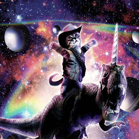 Cowboy Cat with Dinosaur in Galaxy - Random Galaxy 100 Jigsaw Puzzle 3D Modell