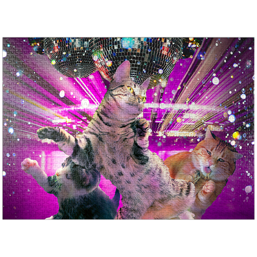 puzzleplate Disco Dancing Cat in 70s Retro - Random Galaxy 1000 Jigsaw Puzzle