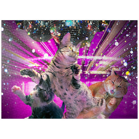 puzzleplate Disco Dancing Cat in 70s Retro - Random Galaxy 1000 Jigsaw Puzzle