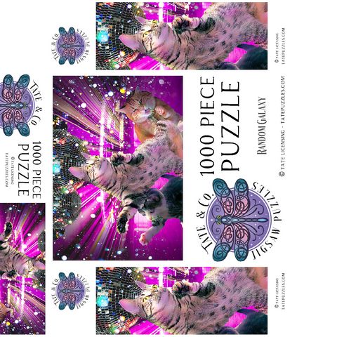 Disco Dancing Cat in 70s Retro - Random Galaxy 1000 Jigsaw Puzzle box 3D Modell