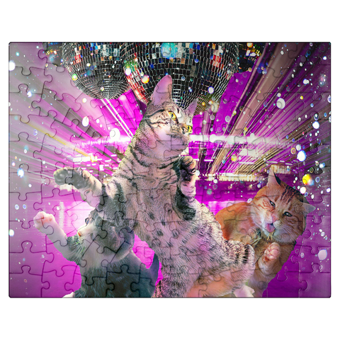 puzzleplate Disco Dancing Cat in 70s Retro - Random Galaxy 100 Jigsaw Puzzle