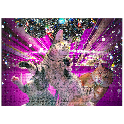 puzzleplate Disco Dancing Cat in 70s Retro - Random Galaxy 500 Jigsaw Puzzle