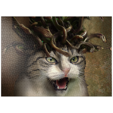 puzzleplate Meowdusa Vintage Medusa Cat - Random Galaxy 1000 Jigsaw Puzzle