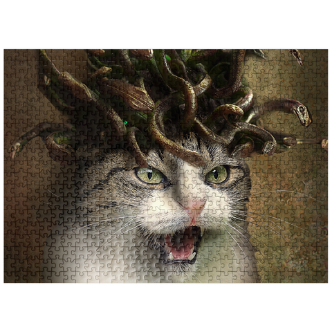 puzzleplate Meowdusa Vintage Medusa Cat - Random Galaxy 500 Jigsaw Puzzle
