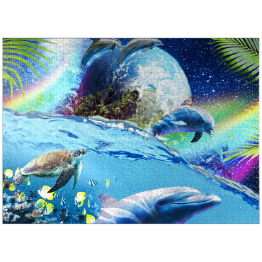 puzzleplate Galactic Dolphin Swimming Among the Stars - Random Galaxy 1000 Jigsaw Puzzle