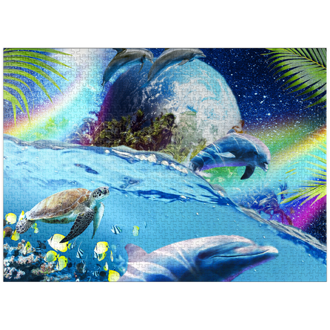 puzzleplate Galactic Dolphin Swimming Among the Stars - Random Galaxy 1000 Jigsaw Puzzle