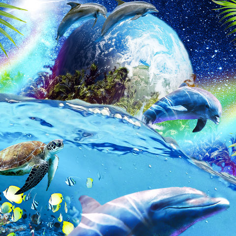 Galactic Dolphin Swimming Among the Stars - Random Galaxy 1000 Jigsaw Puzzle 3D Modell