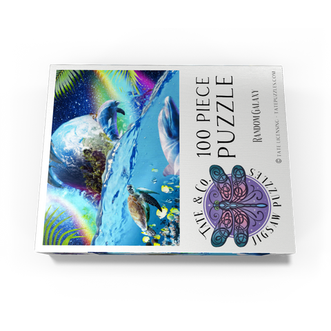 Galactic Dolphin Swimming Among the Stars - Random Galaxy 100 Jigsaw Puzzle box view3