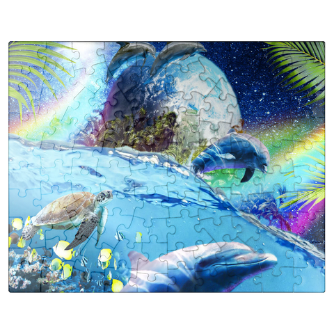 puzzleplate Galactic Dolphin Swimming Among the Stars - Random Galaxy 100 Jigsaw Puzzle