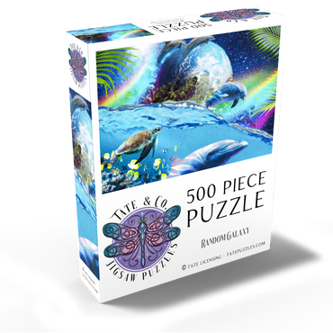 Galactic Dolphin Swimming Among the Stars - Random Galaxy 500 Jigsaw Puzzle box view2