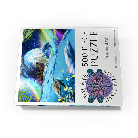Galactic Dolphin Swimming Among the Stars - Random Galaxy 500 Jigsaw Puzzle box view3