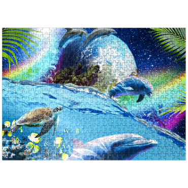 puzzleplate Galactic Dolphin Swimming Among the Stars - Random Galaxy 500 Jigsaw Puzzle