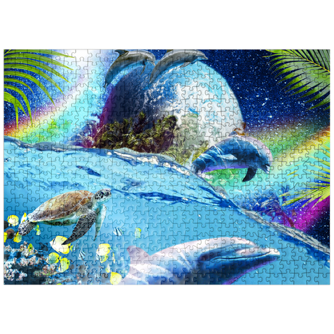 puzzleplate Galactic Dolphin Swimming Among the Stars - Random Galaxy 500 Jigsaw Puzzle